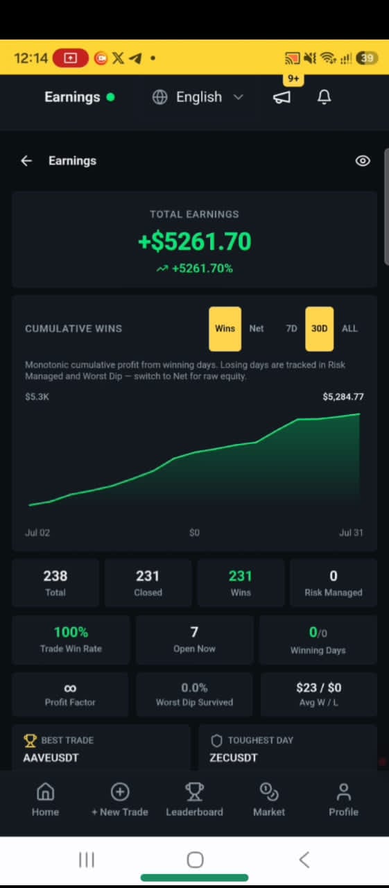 CryptoFlow Bot daily earnings breakdown